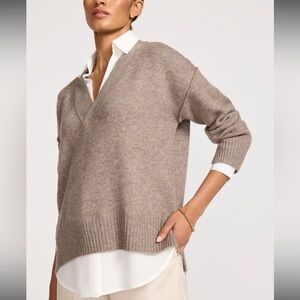 Brochu Walker The Holm Layered Vee Cashmere Wool Blend Sweater